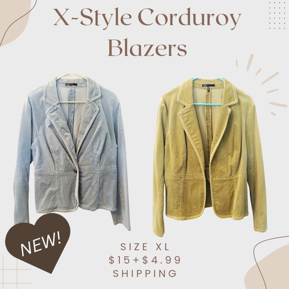 X-Style Corduroy Blazers in Blue and Green - Picture 1 of 14